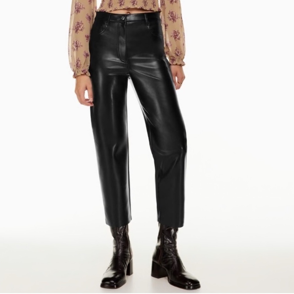 Wilfred Aritzia Black Vegan Leather Pants.